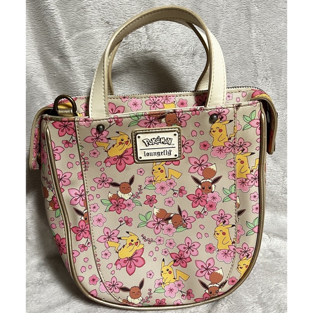 Loungefly Nintendo Pokemon Pikachu & Eevee Cherry Blossom Satchel Crossbody Bag